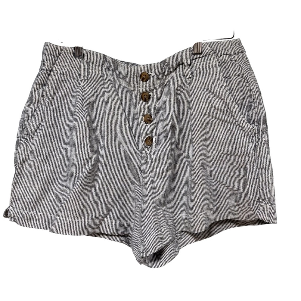 GAP Womens Navy White Pinstripe Button Fly‎ High Rise Shorts Size 10 Stripe #362